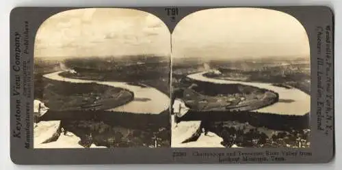 Stereo-Fotografie Keystone View Company, Meadville, Ansicht Chattanooga / Tennesee, River Valley View