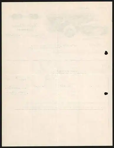 Rechnung Metzingen 1929, Joh. Braun, Tuchfabrik, Das Werksgelände aus der Vogelschau, Spinnerei-Filiale, Stammhaus