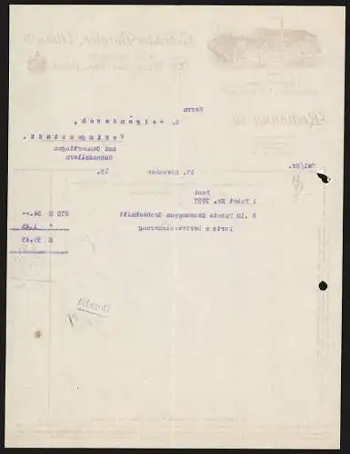 Rechnung Ulm a. D. 1919, Gebrüder Bürglen, Rauch- und Schnupftabak-Fabrik, Der Hauptbetrieb aus der Vogelschau