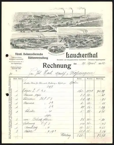 Rechnung Laucherthal 1912, Fürstl. Hohenzollernsche Hüttenverwaltung, Die Fabrikansichten und Beamtenwohnungen
