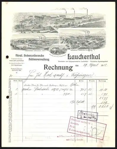 Rechnung Laucherthal 1912, Fürstl. Hohenzollernsche Hüttenverwaltung, Die Werkansichten und Beamtenwohnungen