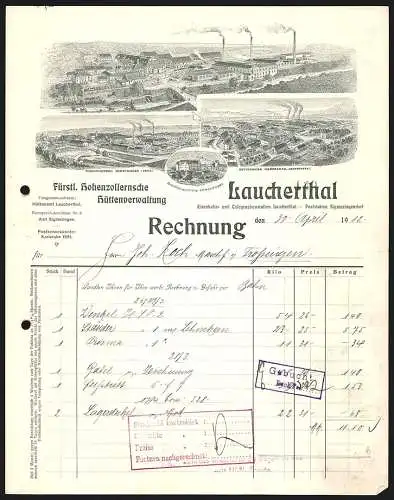Rechnung Laucherthal 1912, Fürstl. Hohenzollernsche Hüttenverwaltung, Die Betriebsansichten und Beamtenwohnungen