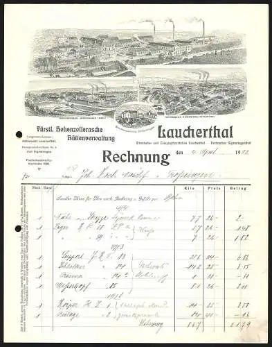 Rechnung Laucherthal 1912, Fürstl. Hohenzollernsche Hüttenverwaltung, Die Geschäftsansichten und Beamtenwohnungen