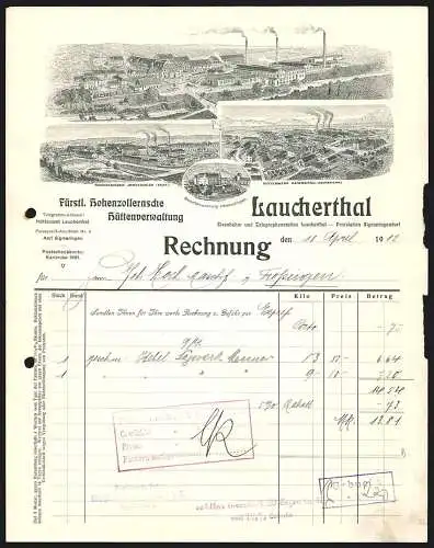 Rechnung Laucherthal 1912, Fürstl. Hohenzollernsche Hüttenverwaltung, Werkansichten und Beamtenwohnungen