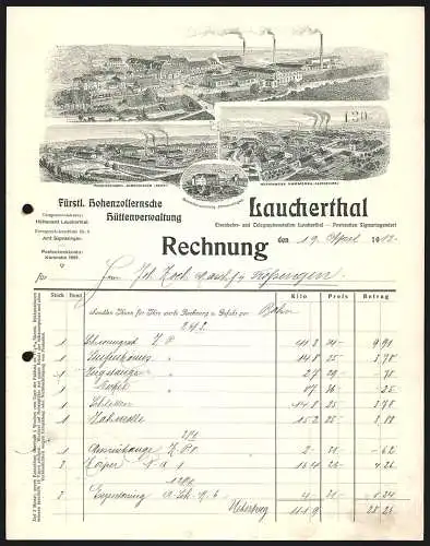 Rechnung Laucherthal 1912, Fürstl. Hohenzollernsche Hüttenverwaltung, Betriebsansichten und Beamtenwohnungen