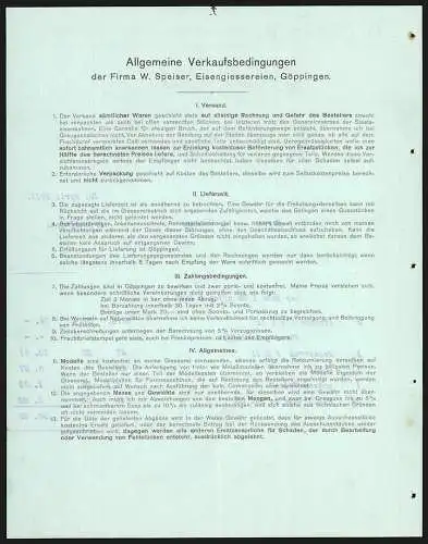 Rechnung Göppingen 1911, W. Speiser, Fabrik landwirtschaftl. Maschinen & Eisengiesserei, Fabrik-Gesamtansicht