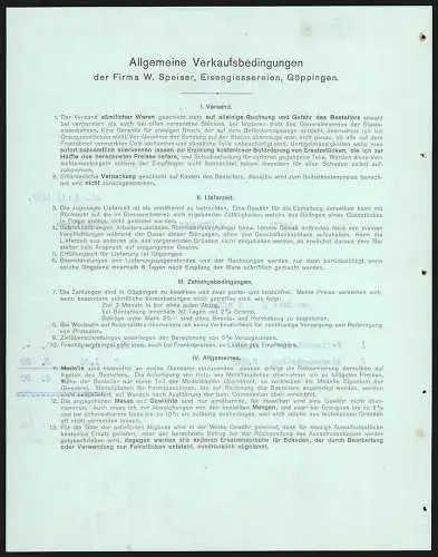 Rechnung Göppingen 1911, W. Speiser, Fabrik landwirtschaftl. Maschinen & Eisengiesserei, Betriebs-Gesamtansicht