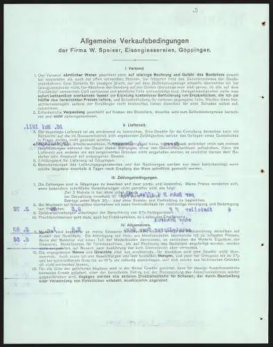 Rechnung Göppingen 1911, W. Speiser, Fabrik landwirtschaftl. Maschinen & Eisengiesserei, Blick auf die Betriebsstelle