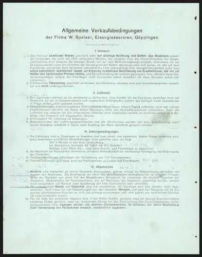 Rechnung Göppingen 1911, W. Speiser, Fabrik landwirtschaftl. Maschinen & Eisengiesserei, Blick auf die Fabrik