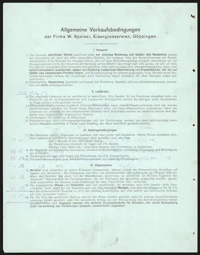 Rechnung Göppingen 1911, W. Speiser, Fabrik landwirtschaftl. Maschinen & Eisengiesserei, Totalansicht der Betriebsanlage