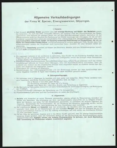 Rechnung Göppingen 1911, W. Speiser, Fabrik landwirtschaftl. Maschinen & Eisengiesserei, Totalansicht der Fabrik