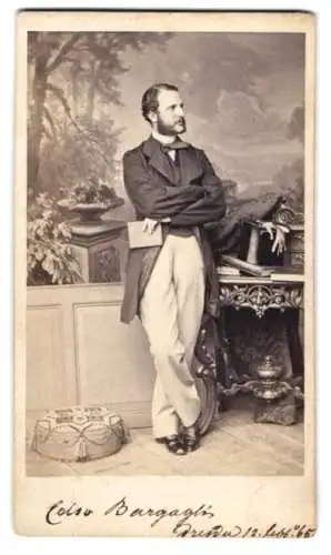 Fotografie Hanfstaengl, Dresden, Marquis Celso Bargagli, Kammerherr des Duc de Toscane, 1865