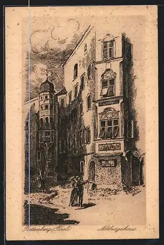 Künstler-AK Rattenberg /Tirol, Partie am Notburgahaus