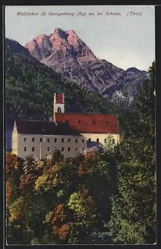 AK Stans, St. Georgenberg b. Schwaz, Ausblick auf die Abtei St. Georgenberg