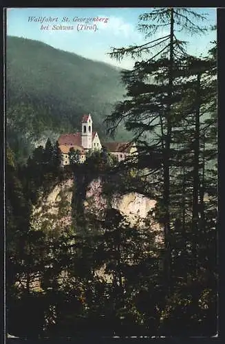 AK Stans, St. Georgenberg bei Schwaz, Blick auf die Wallfahrtskirche