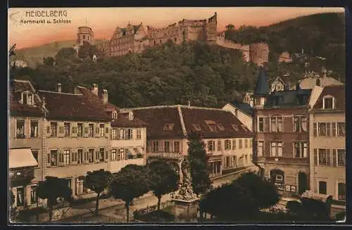 AK Heidelberg, Kornmarkt und Schloss