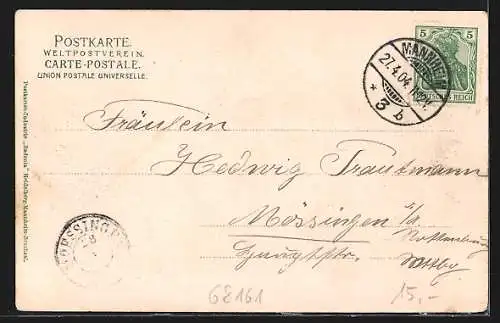 AK Mannheim, Strassenpartie mit Brücke