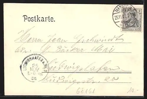 AK Mannheim, Historische Ansicht aus der Vogelschau