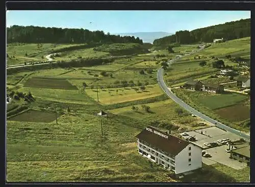 AK Weibersbrunn /Spessart, Motel und Restaurant Brunnenhof aus der Vogelschau