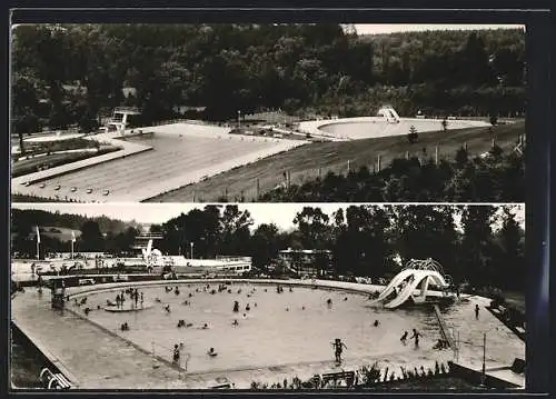 AK Wangen / Allgäu, Freibad Stefanshöhe mit Badegästen