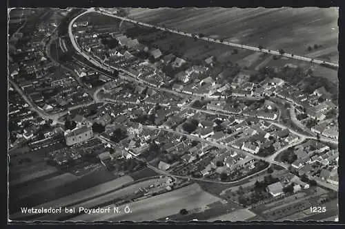 AK Poysdorf, Wetzelsdorf vom Flugzeug aus