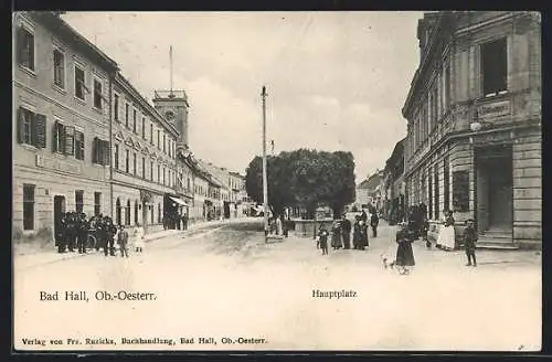AK Bad Hall, Hauptplatz mit Anwohnern