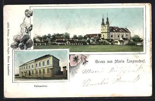 AK Maria Lanzendorf, Schule, Wallfahrtskirche