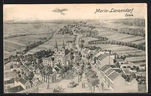 AK Maria-Lanzendorf, Totalansicht aus der Vogelschau