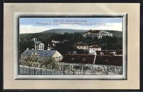 AK Wien, Dornbach-Neuwaldegg, Blick gegen die Früst Schwarzenberg Meierei und Schloss
