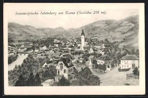 AK Schönberg am Kamp, Ortsansicht mit zentraler Kirche