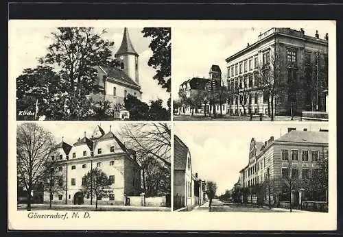 AK Gänserndorf, Kirche, Strassenpartie