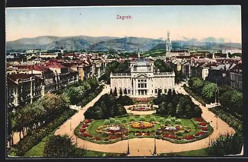 AK Zagreb, Teilansicht aus der Vogelschau