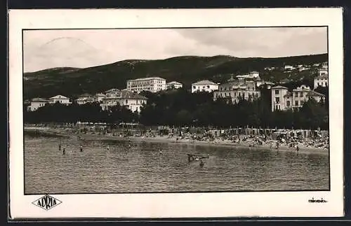 AK Crikvenica, Ortsansicht mit Strand