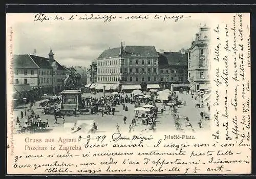 AK Zagreb, Jelacic-Platz, Dr. Eugen Rado