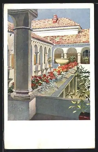 Künstler-AK Kupari, Bain de Mer