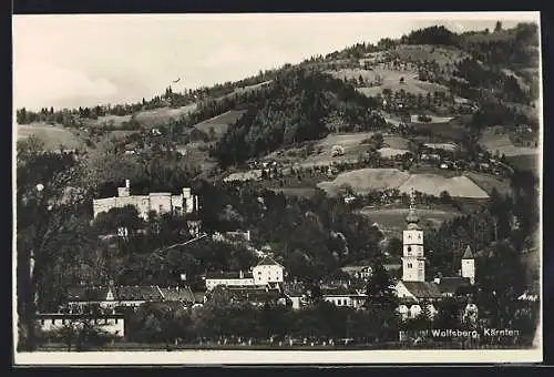 AK Wolfsberg /Kärnten, Teilansicht mit Kirche und Schloss