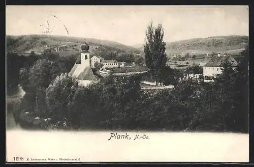 AK Plank /N.-Oe., Ortsansicht mit der Kirche