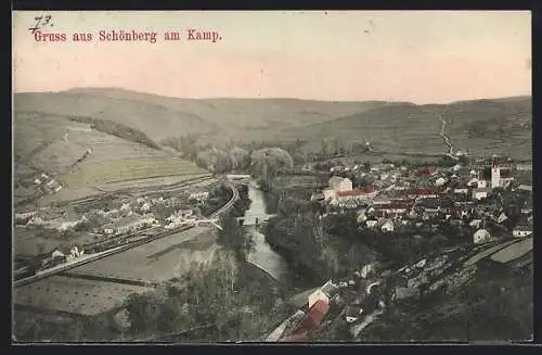 AK Schönberg am Kamp, Ortsansicht am Fluss
