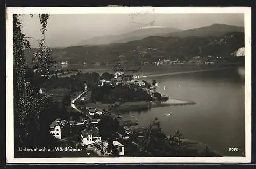 AK Maria Wörth, Unterdellach am Wörthersee, Blick auf den Ort am See