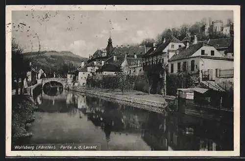 AK Wolfsberg /Kärnten, Uferpartie an der Lavant