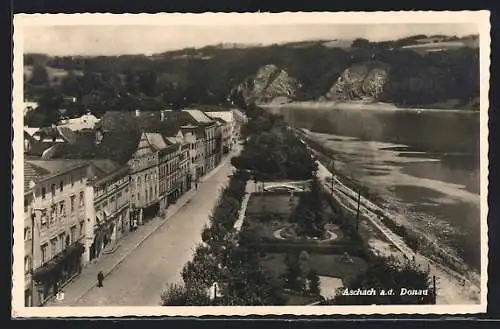 AK Aschach a. d. Donau, Blick auf die Flussfront der Ortschaft