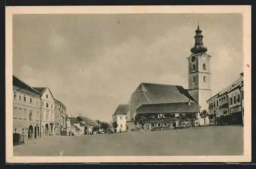 AK Waizenkirchen /Od., Hauptplatz mit Kirche