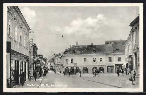 AK Stockerau /N.-D., Hauptstrasse mit Cafe Dienst