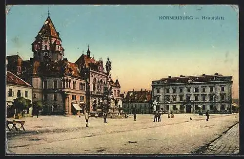 AK Korneuburg, Hauptplatz mit Rathaus