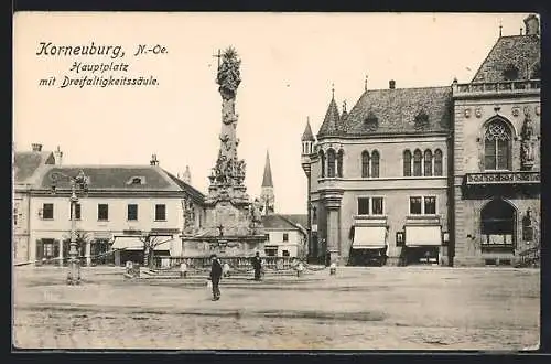 AK Korneuburg /N.-Oe., Hauptplatz mit Dreifaltigkeitssäule