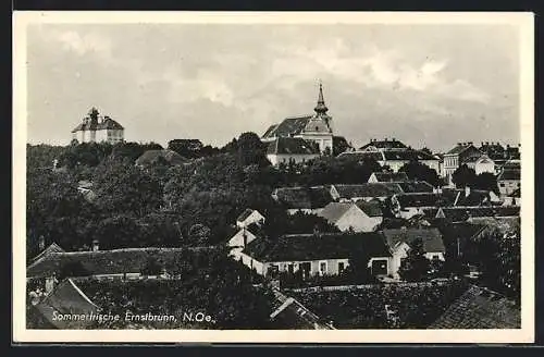 AK Ernstbrunn /N.-Oe., Teilansicht mit Kirche