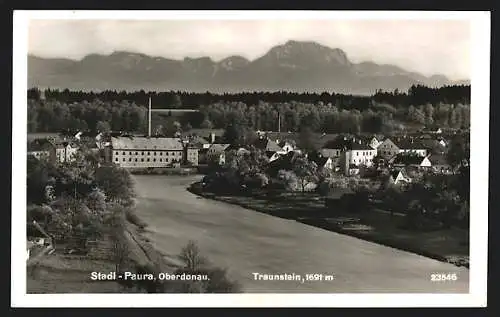 AK Stadl-Paura /Oberdonau, Teilansicht mit Traunstein