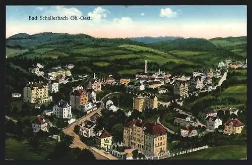 Künstler-AK Bad Schallerbach /Ob.-Oest., Teilansicht mit Strassenpartie