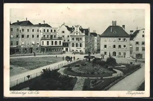 AK Schärding, Hauptplatz mit Brunnen