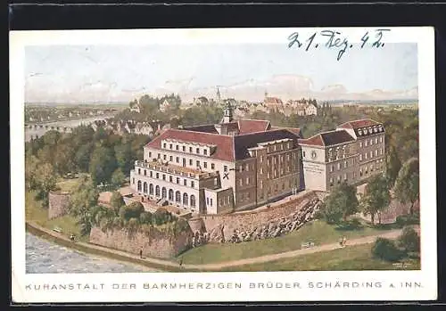 Künstler-AK Schärding a. Inn, Kuranstalt der Barmherzigen Brüder